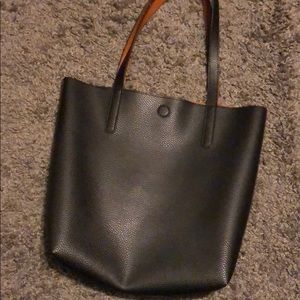 Black faux leather shoulder bag